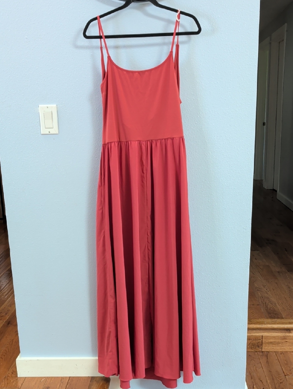 HALARA Breezeful™ Pocket Flowy Flare Spaghetti Strap Maxi Dress in Kapok Red - Picture 6 of 9